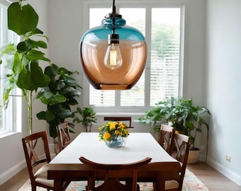 Blown Glass Pendant Light - Light Fixtures - Ceiling Lights - Hanging Lamp - Kitchen Lighting