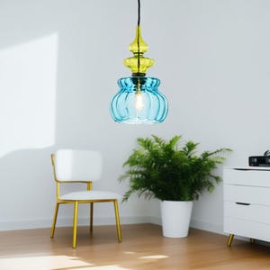 Blown Glass Pendant Light: Handmade Kitchen Island Lighting