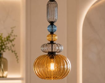 Blown Glass Pendant Light - Kitchen Lighting - Ceiling Lamp - Hanging Lights - Light Fixtures