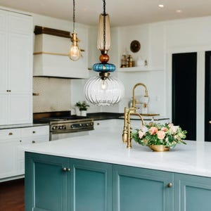 Blown Glass Pendant Light Shade: Modern Kitchen Island Lighting