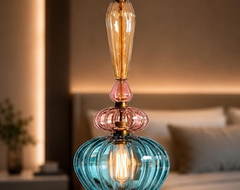 Light Fixtures - Blown Glass Pendant Light - Kitchen Lights - Ceiling Lighting - Hanging Lamp