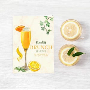 Brunch Invitation | Editable Lemon Juice Canva Template | Digital Download Invite | Fresh & Modern Design