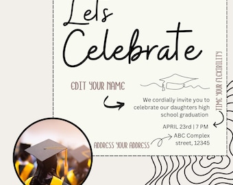 Customize Your Graduation Invite → Editable Graduation Invitation Template | Instant Download, Customizable Grad Party Card