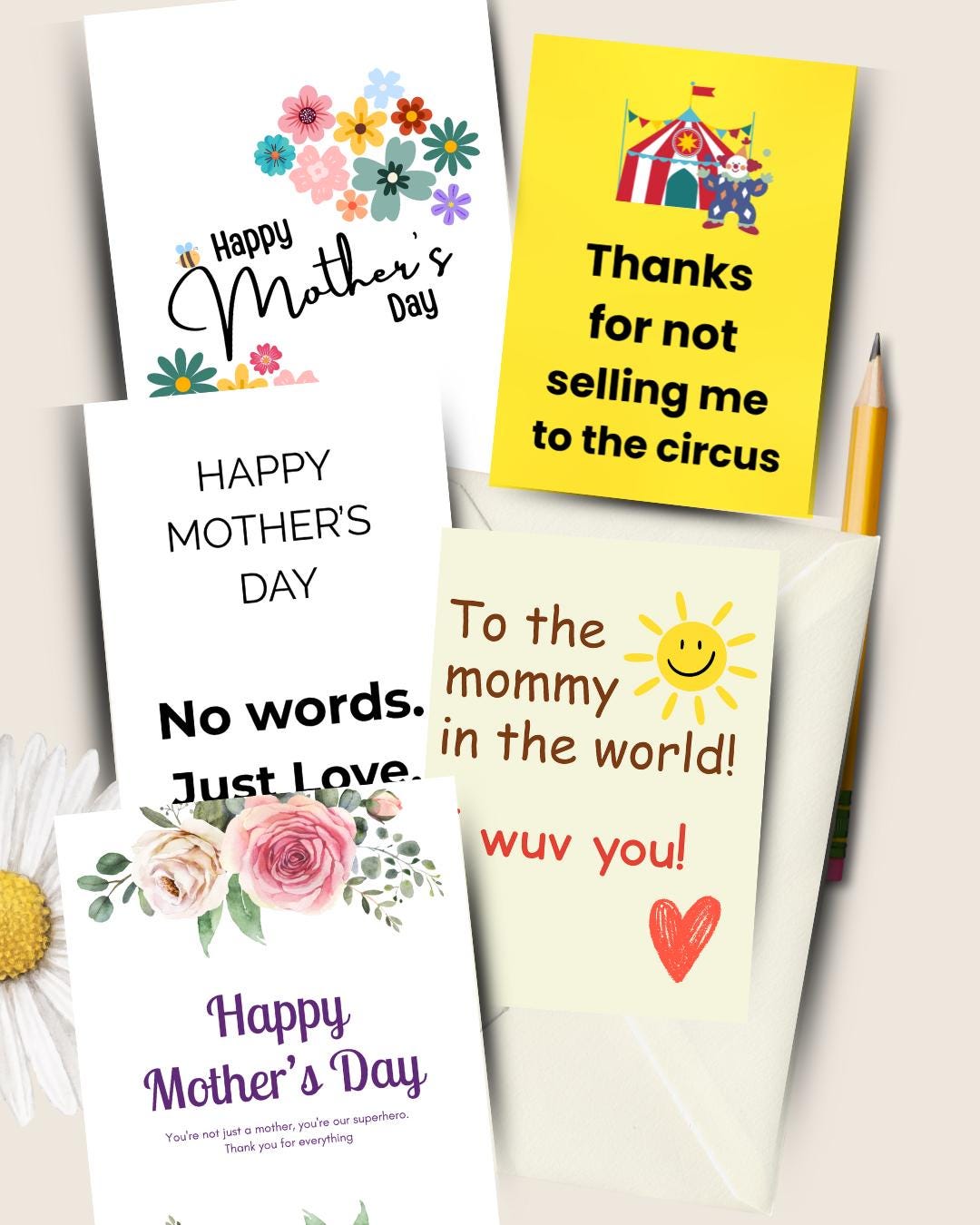 Mother’s Day Card Bundle – Printable Greeting Cards – Editable Canva ...