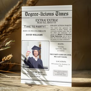 Custom Graduation Invitation Template 2025, College Graduation Announcement, Graduation Party Decor, Printable Digital Invitation, Model 1