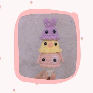 Ice cream crochet pattern mini PDF plushie low sew cute