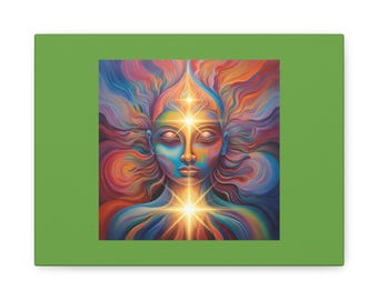 Zen levendige spirituele canvaskunst, kleurrijk wanddecor, meditatieruimte accent, cadeau voor spirituele zoekers, kunst voor mindfulness, boeddhasfeer