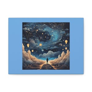 Dreamy Night Stretched Canvas Art, Inspiring Wall Decor, Night Sky Landscape, Gift for Dreamers, Home Aesthetic, Starry Night, Cosmic Path