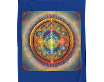 Op mandala's geïnspireerde fluwelen pluche deken, gezellige dekens voor meditatie, spiritueel decor, chakrakunstcadeaus, comfort thuis, verhoogde sfeer