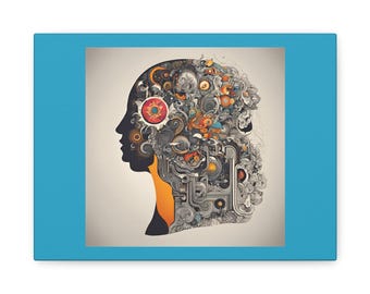 Geest magie, abstracte portret canvaskunst, creatief interieur, uniek cadeau voor kunstliefhebbers, moderne muurkunst, kleurrijke kunstwerken ter inspiratie
