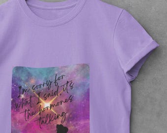 Uniseks T-shirt met Galaxy-thema, perfect voor zwangere sterrenliefhebbers, empowerment cadeau voor haar, inspirerend citaat T-shirt, shirt kosmische kunst, sterren