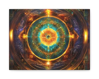 Hoogfrequente kosmische kunst, mat canvas, uitgerekt, 1,25", decor of cadeau voor iedereen die van meditatieve grafische kunst houdt