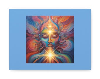 Zen levendige spirituele canvaskunst, kleurrijk wanddecor, meditatieruimte accent, cadeau voor spirituele zoekers, kunst voor mindfulness, kosmische sfeer