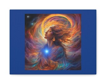 Godin, spirituele kunst canvasprint, etherische muurdecoratie, Mystic Home Tranquility, cadeau voor dromers, inspirerend kunstwerk, galeriemuur