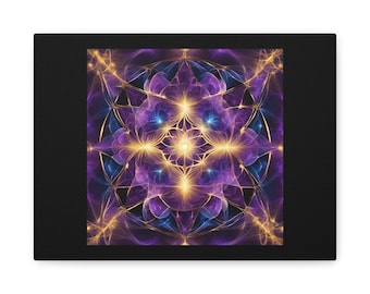 Heilige geometrie, levendige abstracte kunst canvas, mystieke wanddecoratie, woondecoratie, meditatiekunst, cadeau voor kunstliefhebbers, kleurrijk kosmisch kunstwerk