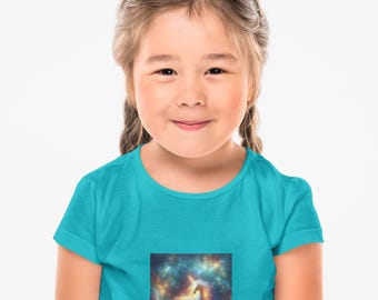 Magic Unicorn Galaxy Star Design Heavy Cotton™-T-shirt voor kinderen, cadeau voor kinderen die van de lucht en de sterren houden, shirt voor elk hemels kind