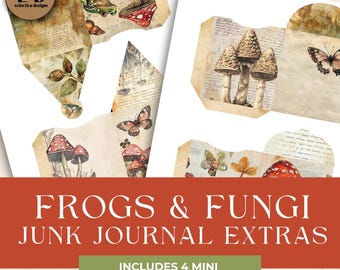 Frogs & Fungi Junk Journal Kit, Digital Journal Pocket Folio, Mushroom ...