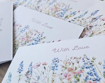 Bedankkaarten met wilde bloemen, elegant bloemdessin, set van 6 inch