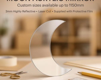 Gespiegelter Mond Acryl | Himmlische Handwerksform | Plexiglas Spiegel | Verschiedene Größen