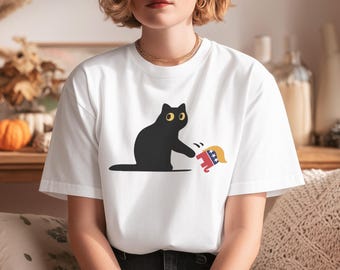 Cat Anti Trump Shirt/Sarcastic Cat Tee/Anti Trump Protest Shirt/FDT/Grumpy Black Cat T-Shirt/Subtle Anti Trump TShirt/Resist And Persist