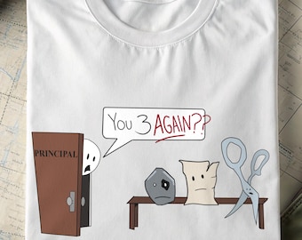 Camiseta Pedra, Papel e Tesoura, desenho animado engraçado, unissex, para crianças e adultos, para quem gosta de brincar no parquinho, humor escolar, camiseta estampada rápida.