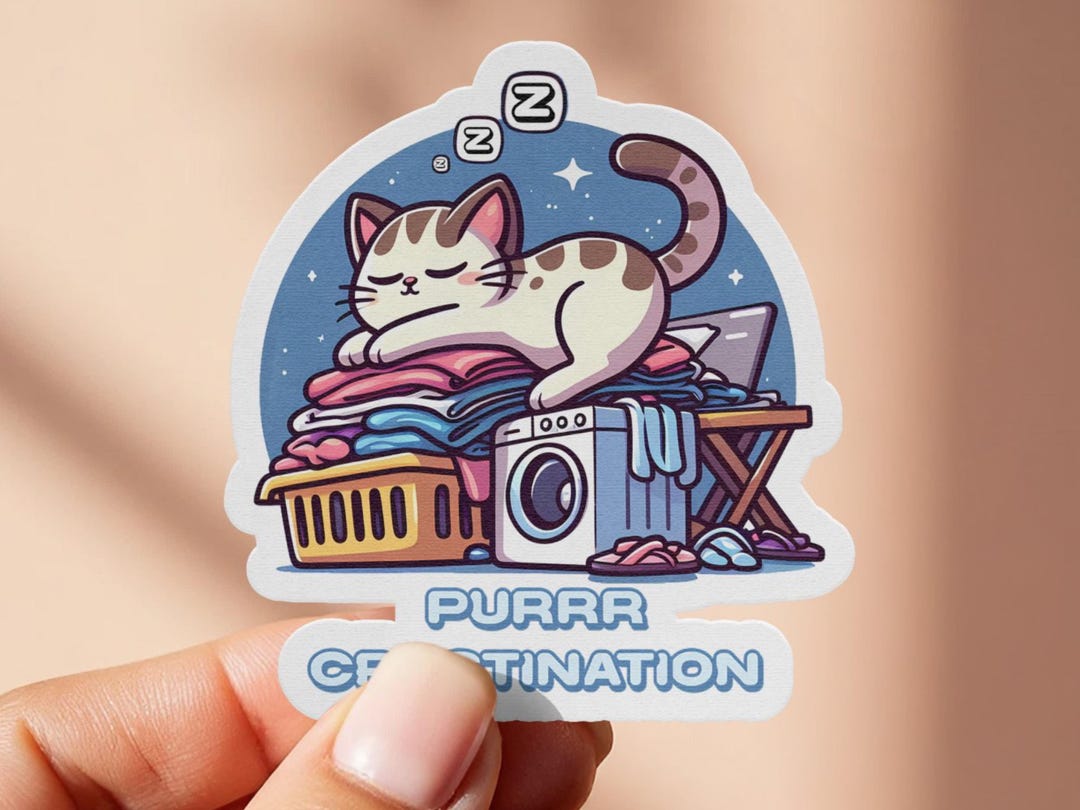 Procrastinating Cat Sticker/purrcrastinating Funny Cat Sticker ...