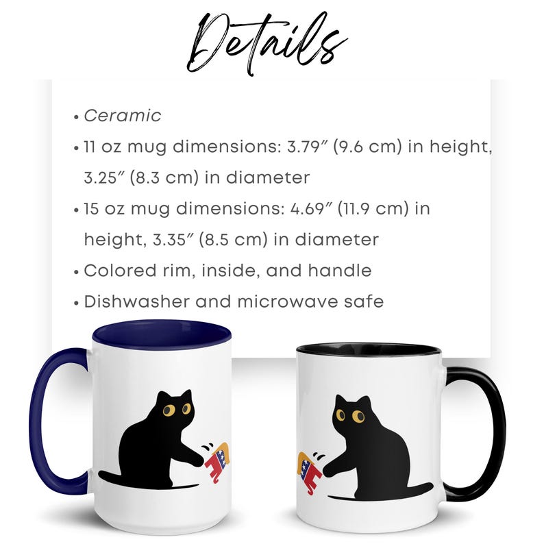 Cat Anti Trump Mug/Sarcastic Coffee Mug/Gift for Liberal/FDT/Grumpy Black Cat Mug/Not My President/Subtle Anti Trump Mug/Trump Parody/Resist image 2
