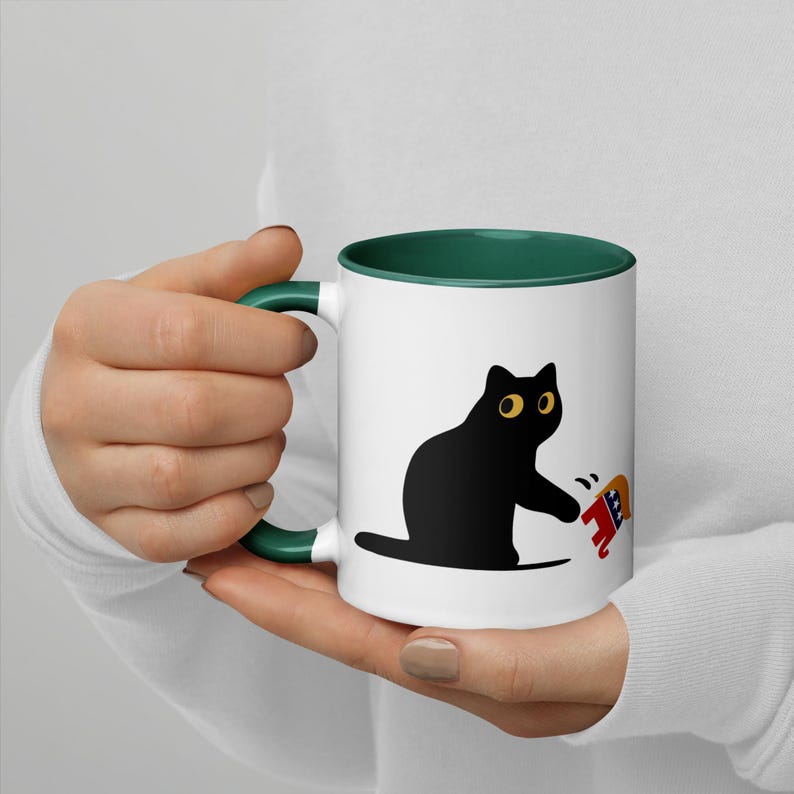 Cat Anti Trump Mug/Sarcastic Coffee Mug/Gift for Liberal/FDT/Grumpy Black Cat Mug/Not My President/Subtle Anti Trump Mug/Trump Parody/Resist image 8