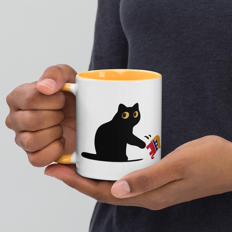 Cat Anti Trump Mug/Sarcastic Coffee Mug/Gift for Liberal/FDT/Grumpy Black Cat Mug/Not My President/Subtle Anti Trump Mug/Trump Parody/Resist image 7