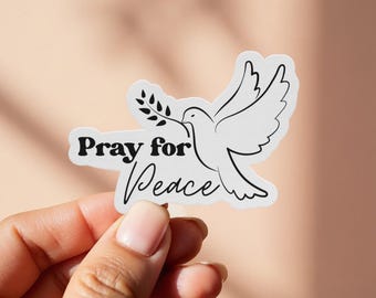 Pray for Peace Sticker: Dove & Olive Branch