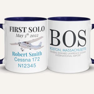 Custom First Solo Mug/Private Pilots License Gift/General Aviation Coffee Mug/Pilot Gift/Personalized Student Pilot Coffee Mug/New Pilot