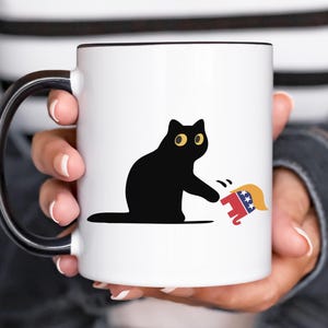 Cat Anti Trump Mug/Sarcastic Coffee Mug/Gift for Liberal/FDT/Grumpy Black Cat Mug/Not My President/Subtle Anti Trump Mug/Trump Parody/Resist image 1