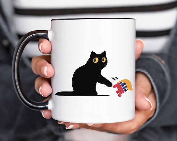 Cat Anti Trump Mug/Sarcastic Coffee Mug/Gift for Liberal/FDT/Grumpy Black Cat Mug/Not My President/Subtle Anti Trump Mug/Trump Parody/Resist