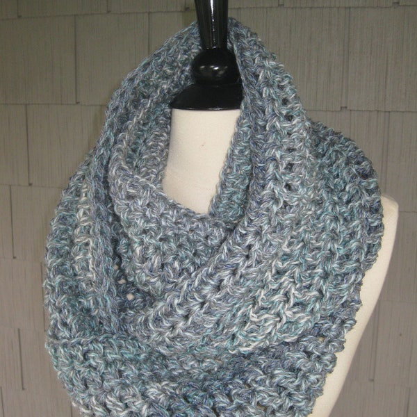 Gray White Blue SCARF COWL Neckwarmer Wrap Oversized extra soft - Ready to ship