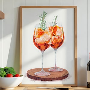 Aperol Spritz Wall Art, Digital Cocktail Print, Summer Drink Poster, Orange Cocktail Illustration, Bar Decor Printable, Kitchen Wall Art