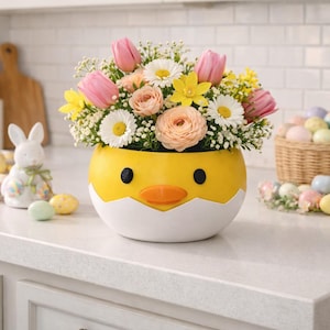 Baby Chick Egg Flower Pot or Accessories Holder | Cute Planter | Adorable Decor for Desk, Nursery, or Gifts