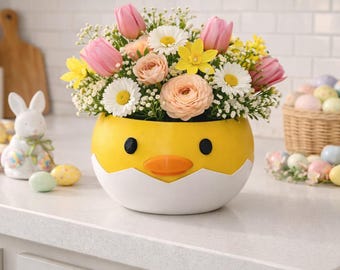 Baby Chick Egg Flower Pot or Accessories Holder | Cute Planter | Adorable Decor for Desk, Nursery, or Gifts