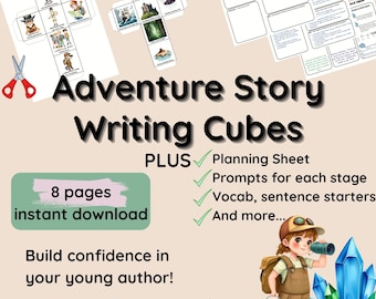 Abenteuer Story-Schreibwürfel, Story-Schreibwürfel, eine Geschichte schreiben, kreatives Schreiben, Junge Autoren, Schule, Homeschool Printables, Prompts