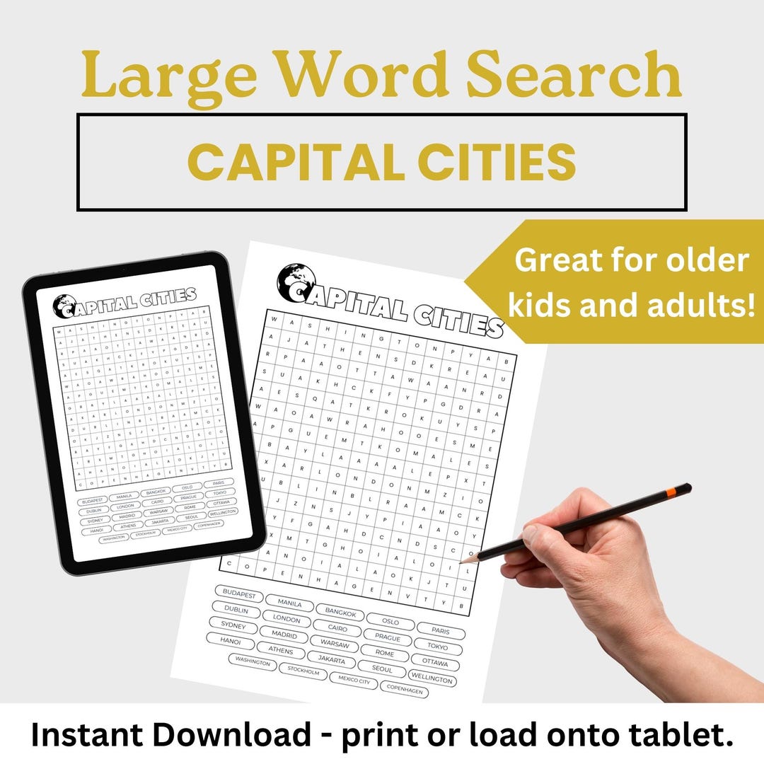 Capital Cities Themed Word Search Puzzle: for Adults, Teens & Kids ...