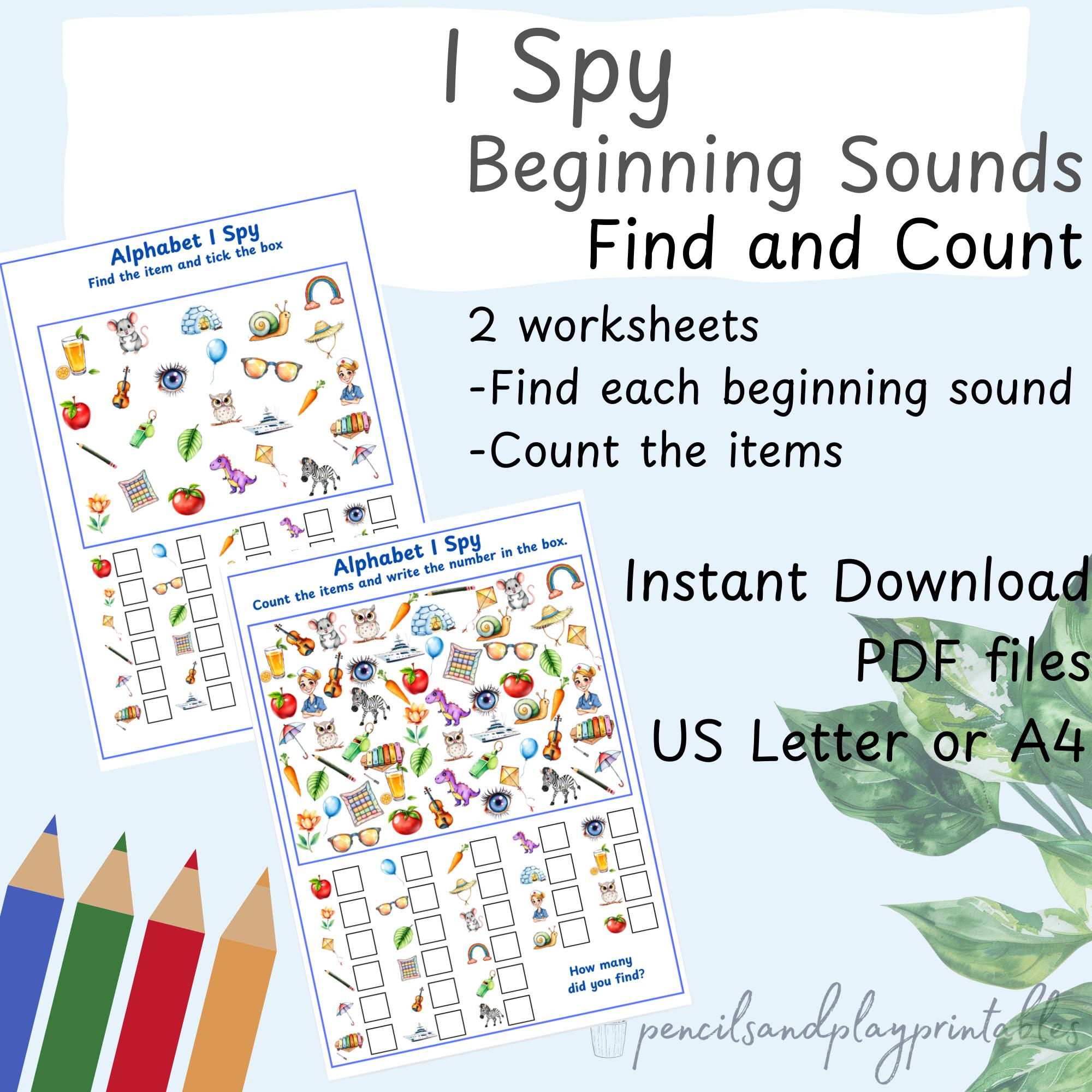 I Spy Printable Activity, Counting Game Printables, Learning Games ...