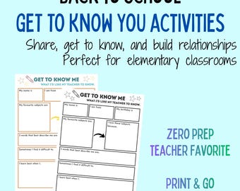 Get To Know Me Activity, Back to School, Educational Resource, Ice Breaker Games, New School Year Worksheet, Printable Class Resource