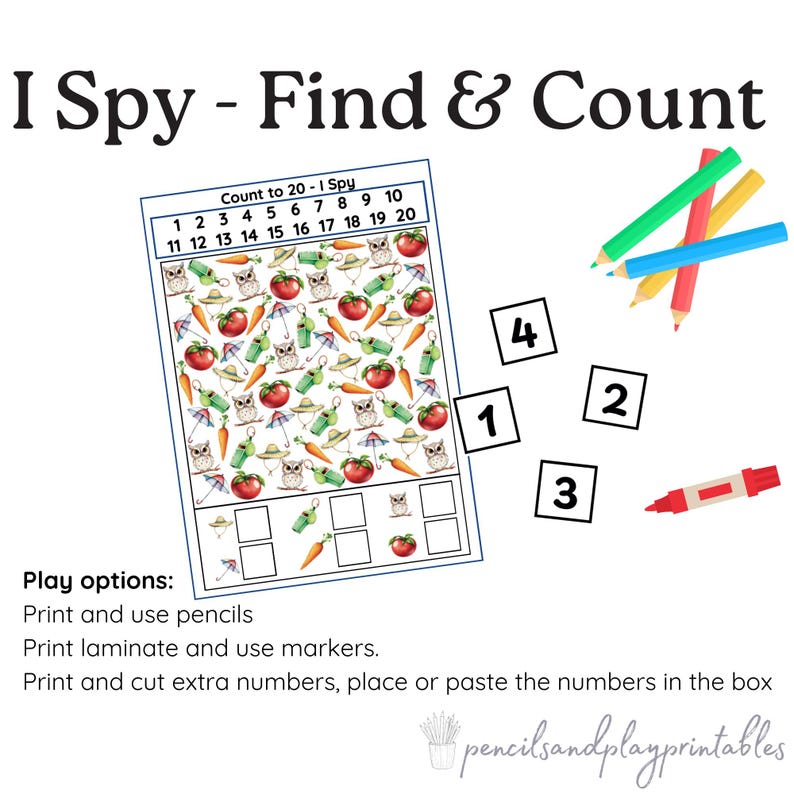 I Spy Counting Activity, Find and Count Worksheet, 0-20 Counting ...