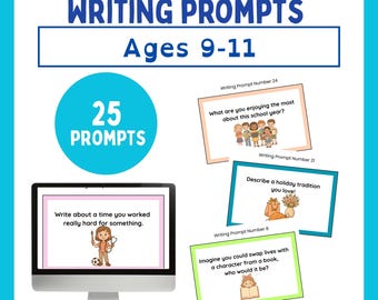 25 Journal Writing Prompts for Kids Ages 9-11, Year5/Grade5: Journalling, Writing For Fun, For Home or School, PDF Printable