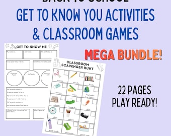 Back to School MEGA Bundle, Get To Know Me Activities and Classroom Games, Ice Breaker Activities, Back to School, PDF Printable Downloads