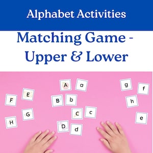 Juego de emparejamiento de letras para preescolar y jardín de infantes, juego de emparejamiento de letras mayúsculas y minúsculas, reconocimiento de letras, descarga PDF imprimible