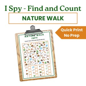 Nature Walk Themed ISpy Activity, ISpy Activity For Kids, Nature Themed Find and Count, Travel Activities, Kids Party Games, PDF Printable
