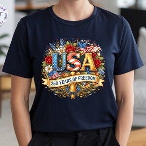 USA 250th Anniversary Shirt, 4th July Tee, America 250 Years T-Shirt, Floral Patriotic Shirts image 11