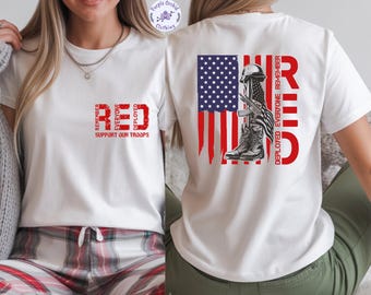 Remember Everyone Deployed Shirt, On Friday We Wear Red T-Shirt, American Flag Us Veteran
