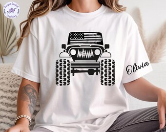 USA Flag Offroad Shirt, 4WD Forest Tee, Off Road Forest T-Shirt
