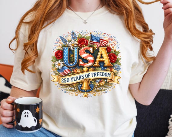 USA 250th Anniversary Shirt, 4th July Tee, America 250 Years T-Shirt, Floral Patriotic Shirts